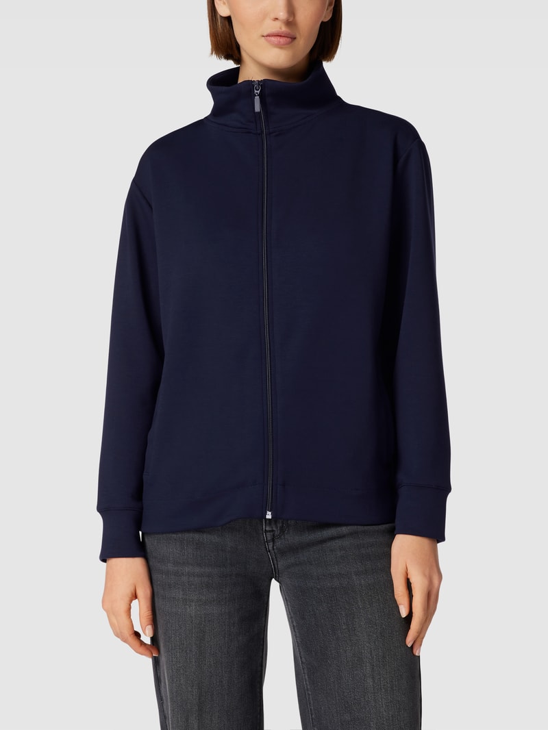 Sweatjacke mit Stehkragen in dunkelblau