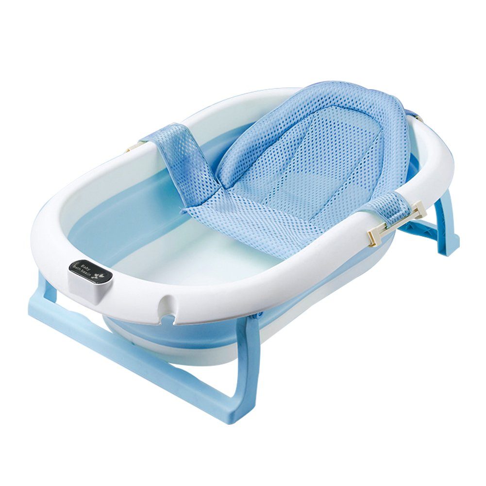 DAKYAM Babybadewanne Badewanne Babywanne faltbar mit verstellbarer Netz–Matratze blau/rosa