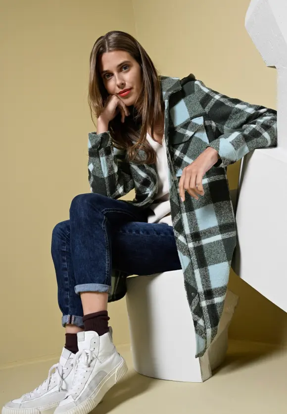 Street One Karo Overshirt mit Kapuze