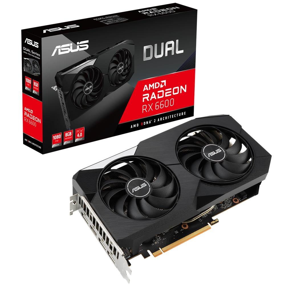 Asus Dual AMD Radeon RX6600 Grafikkarte (8 GB, GDDR6, Gaming Grafikkarte, PCIe 4.0, HDMI DisplayPort, DUAL-RX6600-8G)