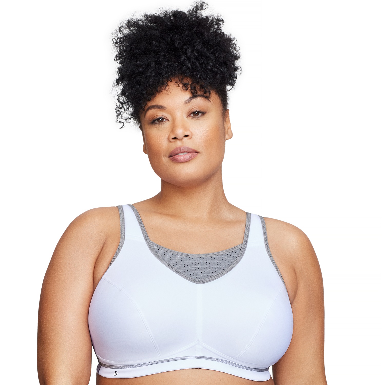 Elite Sport-Bustier mit bestem Halt - Weiß mit grauem Besatz