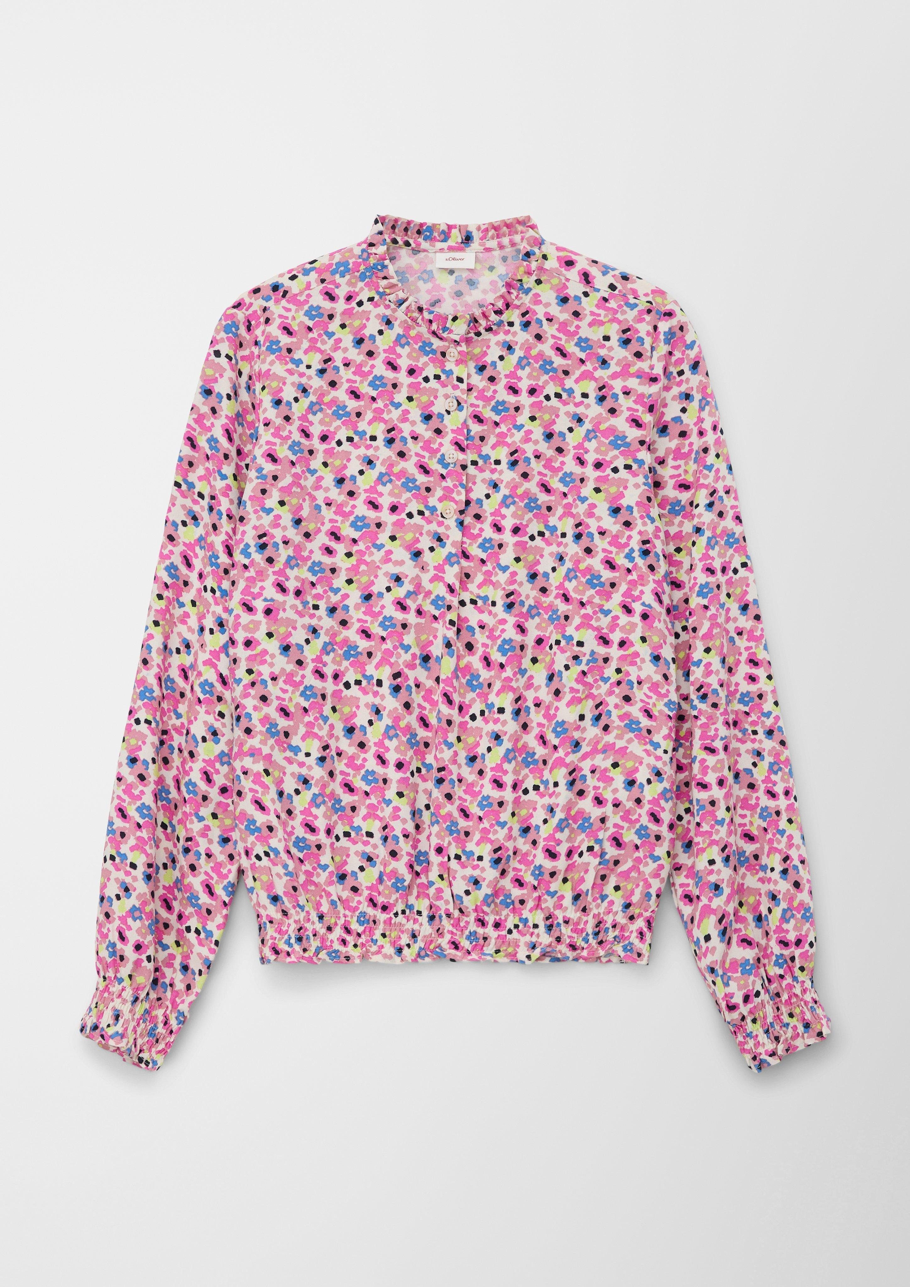 s.Oliver Langarmbluse Viskosebluse mit Smok-Details Smok-Detail