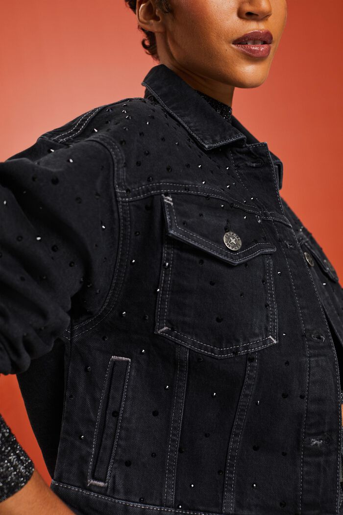 Jeansjacke mit Strass