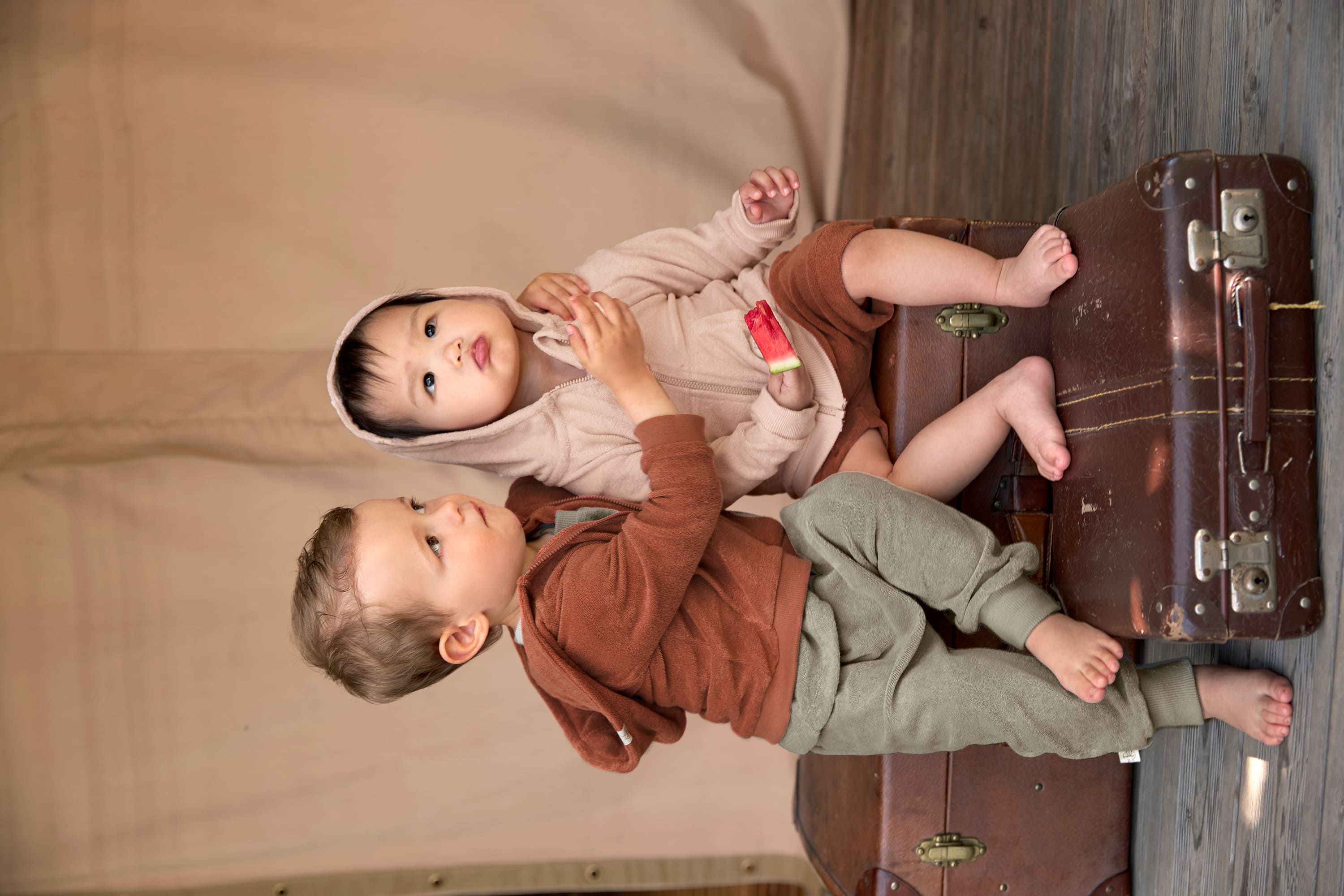 Frottee Shorts Kinder, Rostrot