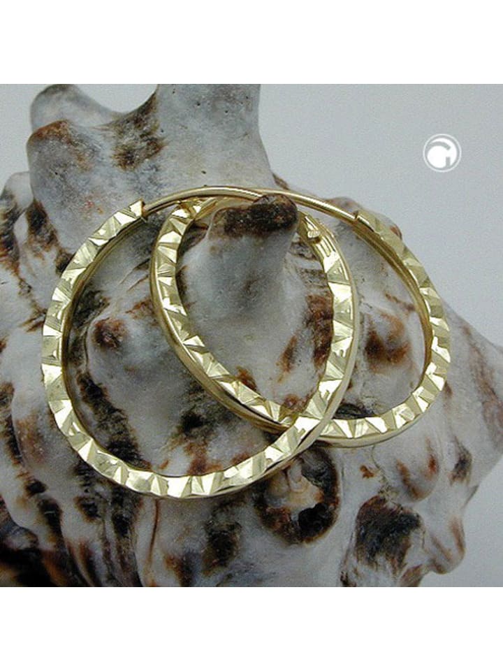 Gallay Creole Ohrring 17x1mm Steckverschluss Muster glänzend diamantiert 9Kt GOLD in gold günstig kaufen onesize