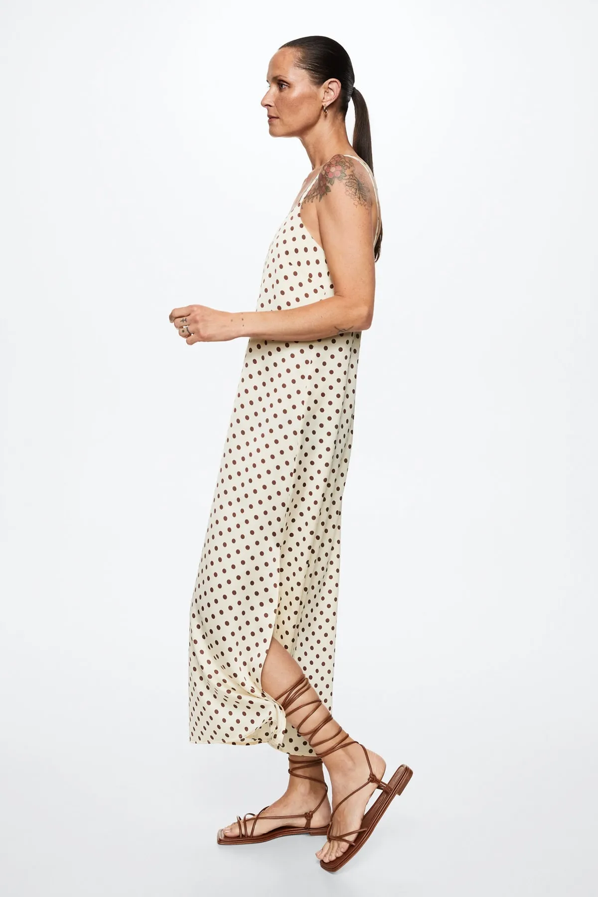MANGO  Ecrufarbenes Damenkleid 37012884