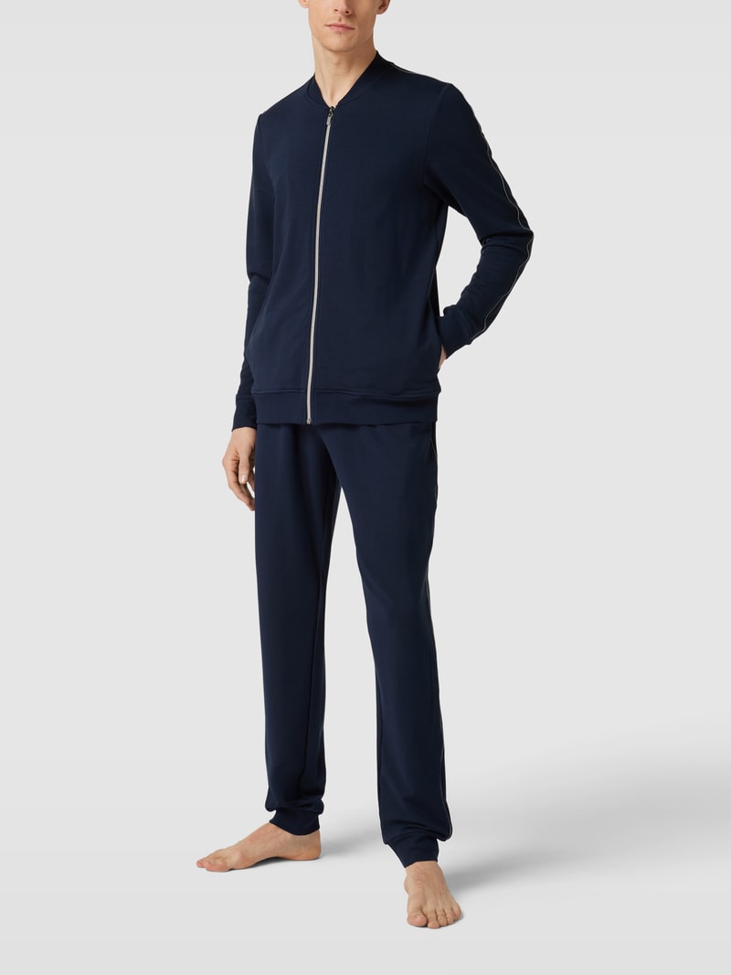 Sweatpants mit Kontrastpaspeln in dunkelblau