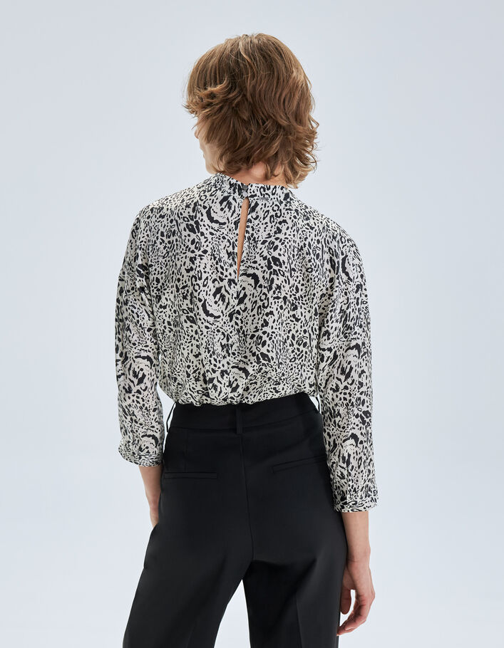 Blouse blanc cassé imprimé animalier Femme