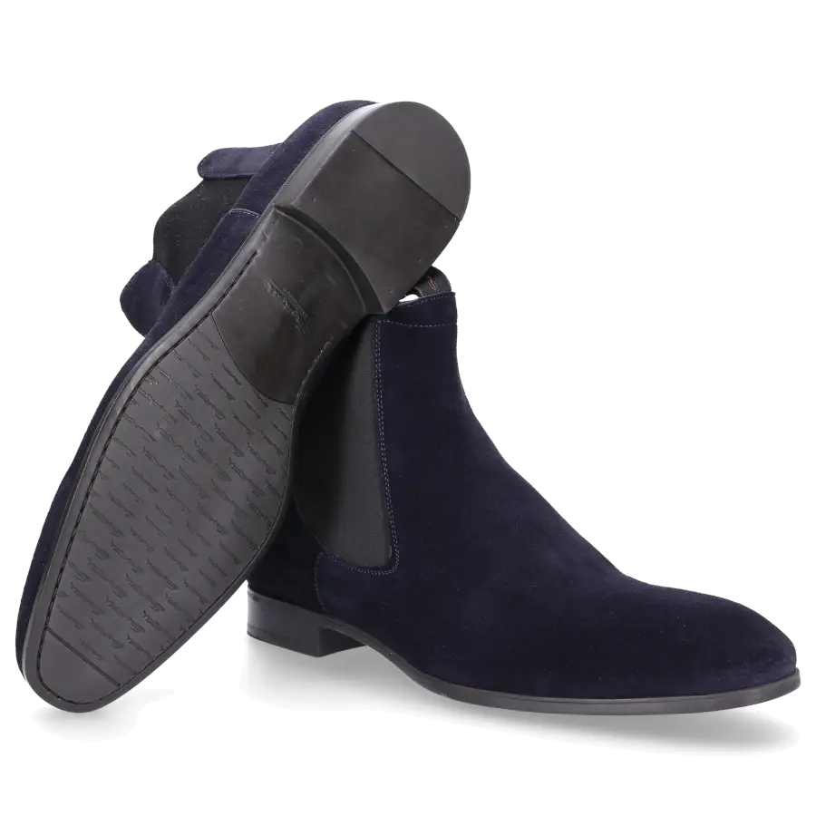 Santoni - Chelsea Boots 13414 Veloursleder - blau