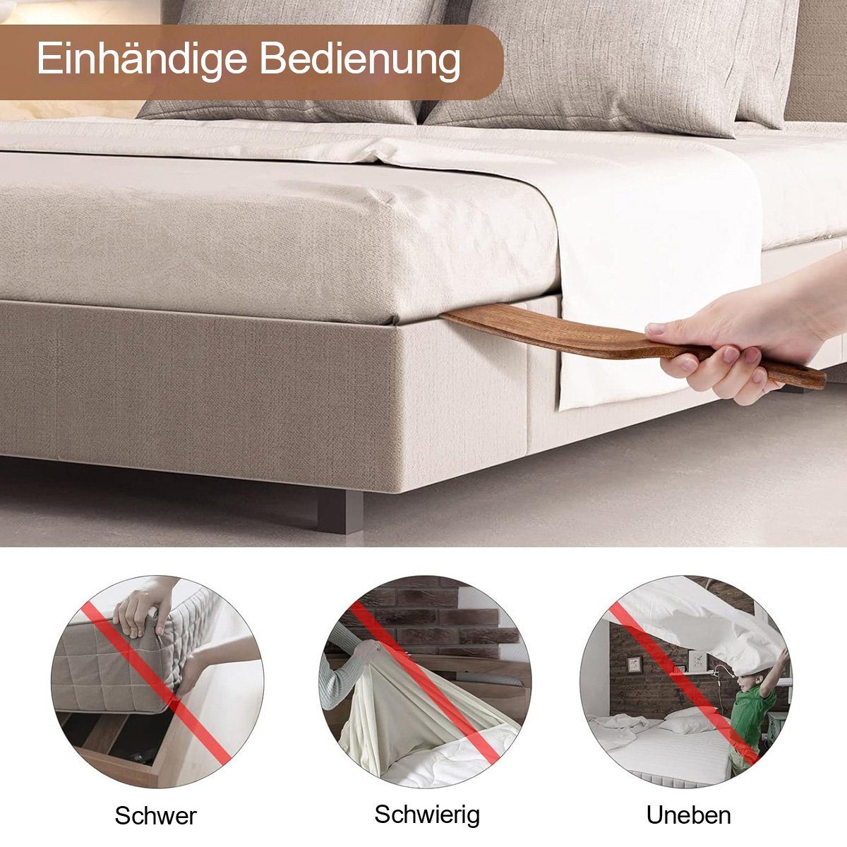 Matratzenkeil Schonendes Werkzeug zum Schutz von Rücken und Händen (2er-Pack) flowgoer, Matratzenheber für einfaches Bettenmachen