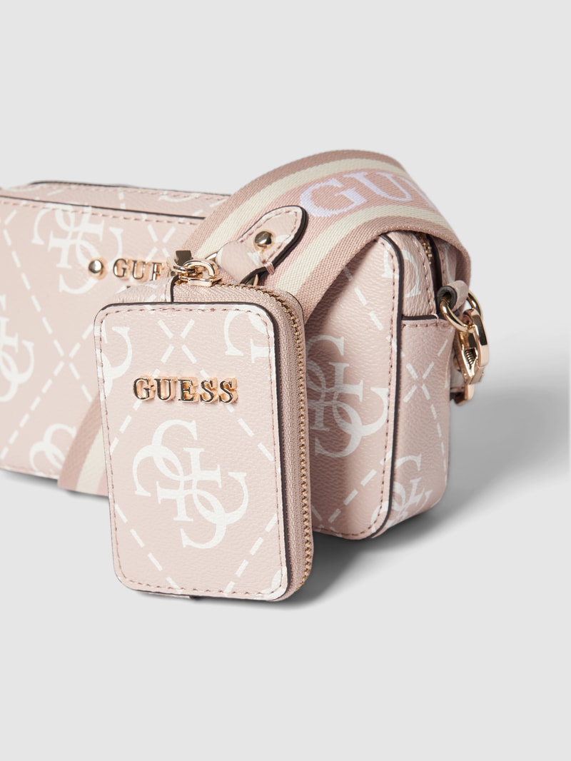 Camera Bag mit Allover-Logo Modell 'REA' in rosa