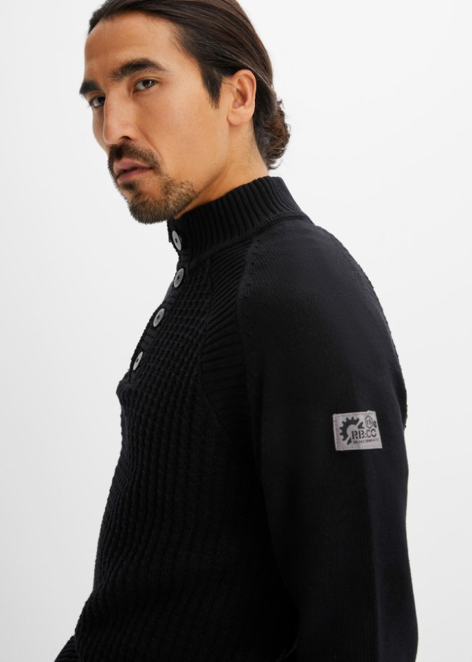 Stehkragen-Pullover mit recycelter Baumwolle