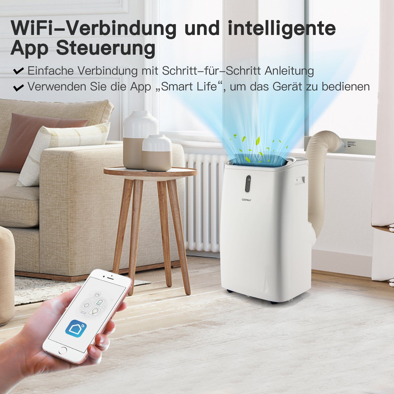 COSTWAY 4-in-1-Klimagerät, Heizlüfter 3,2 kW, 14000BTU/4,1 kW, für 104m³