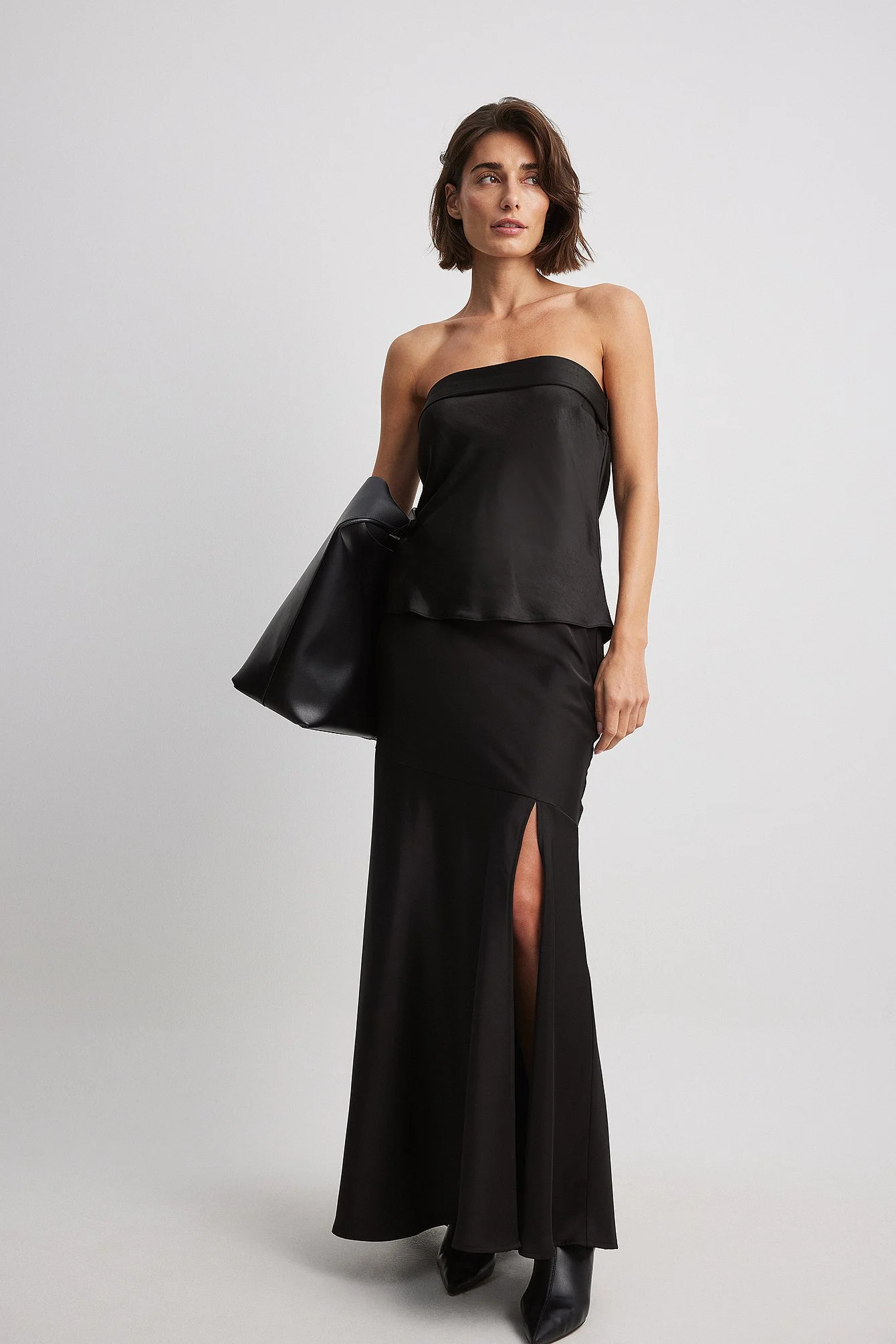 Satin Bandeau-Oberteil mit Faltenmuster