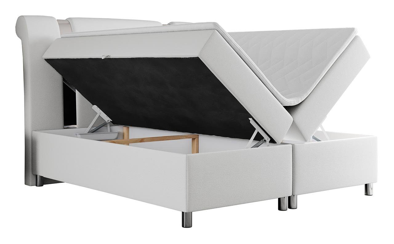 MKS MÖBEL Boxspringbett JOWI, Boxspringbett mit Bettkasten, Multipocket-Matratze, Topper