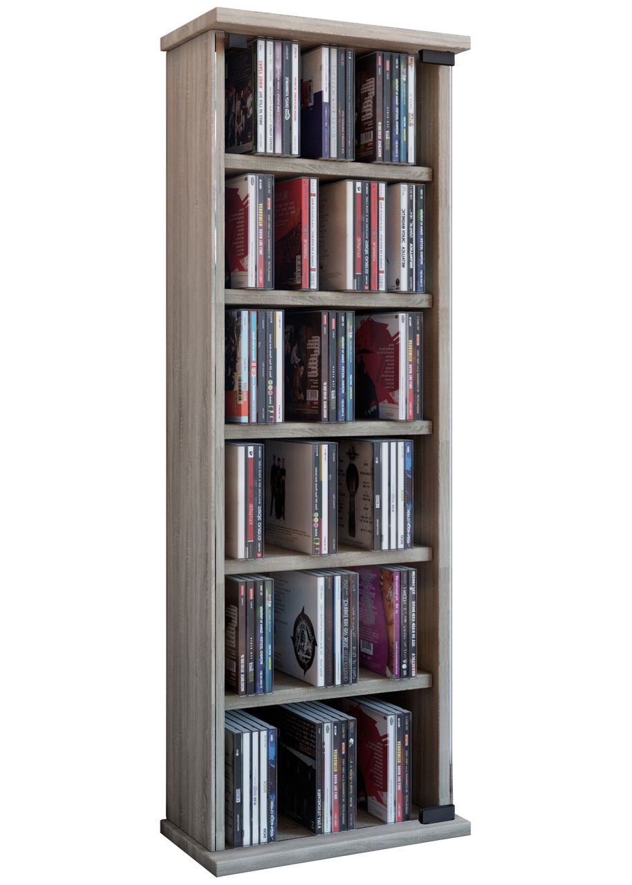 VCM CD/DVD Regal Vetro - sonoma-eiche (sägerau)