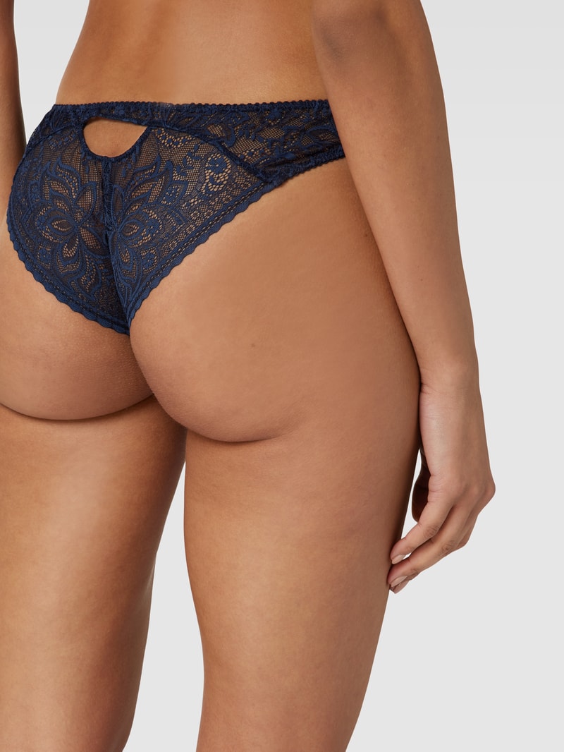 Slip mit Häkelspitze Modell 'Luciana' in dunkelblau
