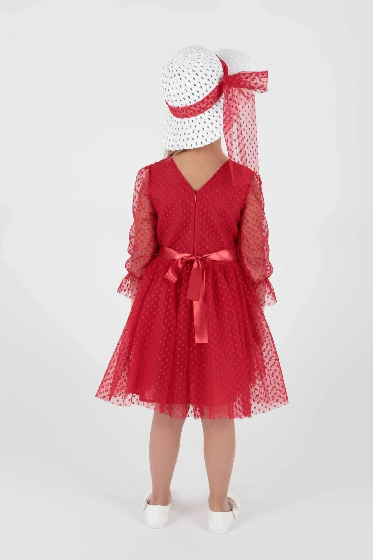 AHENGİM  Trendiges Abendkleid für Mädchen mit Hut und Tüllspitze Ak2228