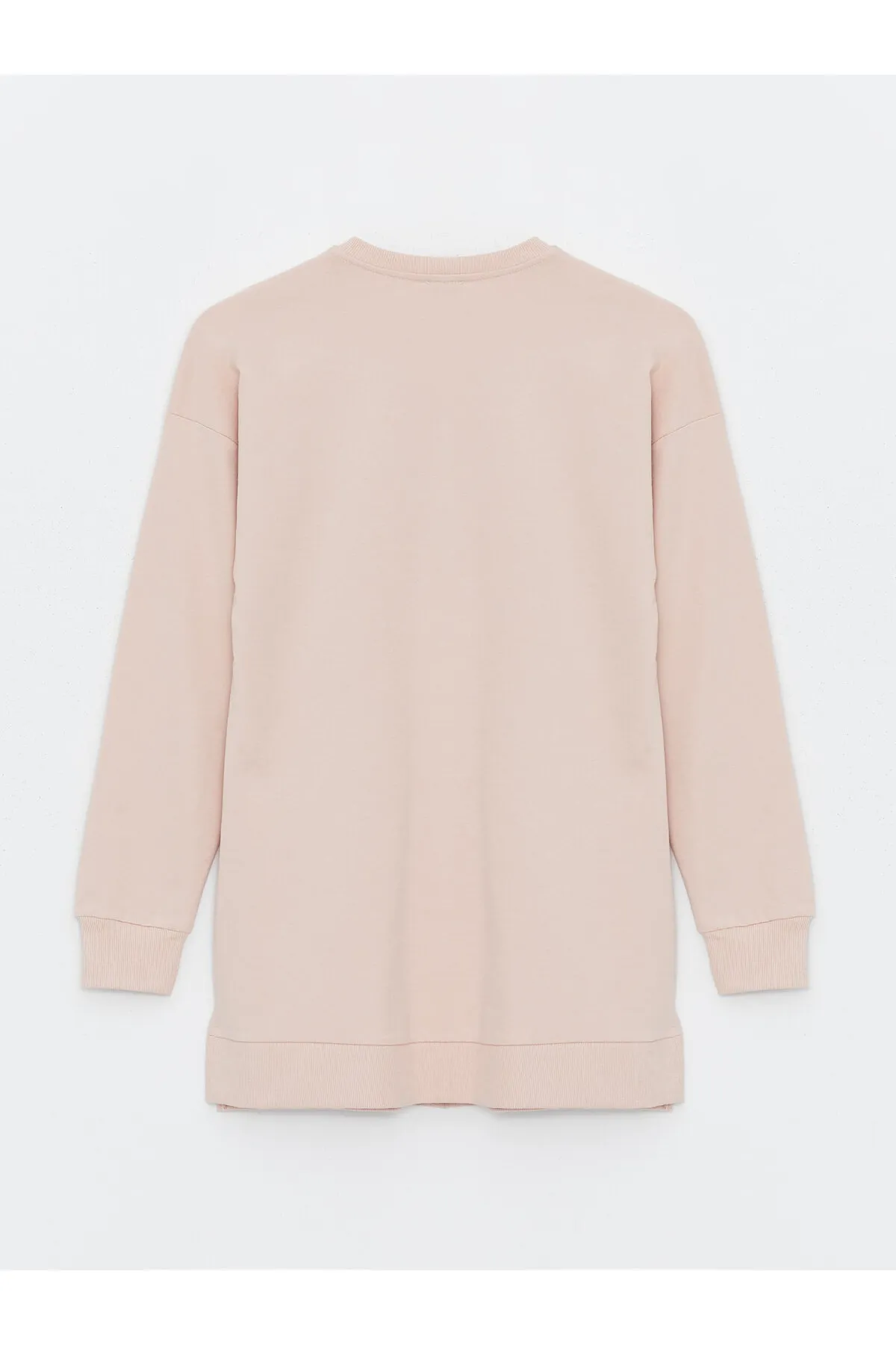 LC Waikiki  Bedruckte, langärmlige Oversize-Damentunika mit Rundhalsausschnitt