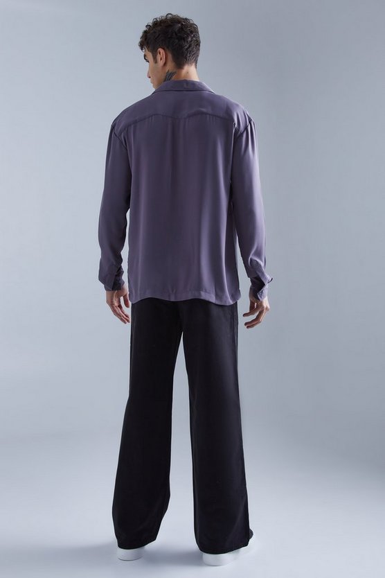 Langärmliges Hemd in Satin-Optik