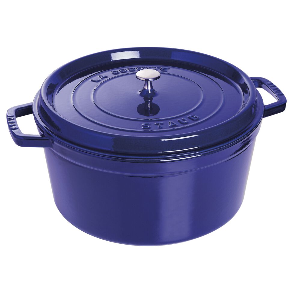 Cocotte 30 cm, rund, Dunkelblau, Gusseisen