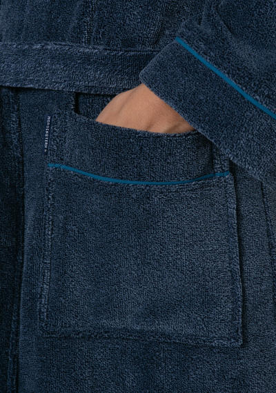 Morgenstern, Bademantel, Velours, marineblau