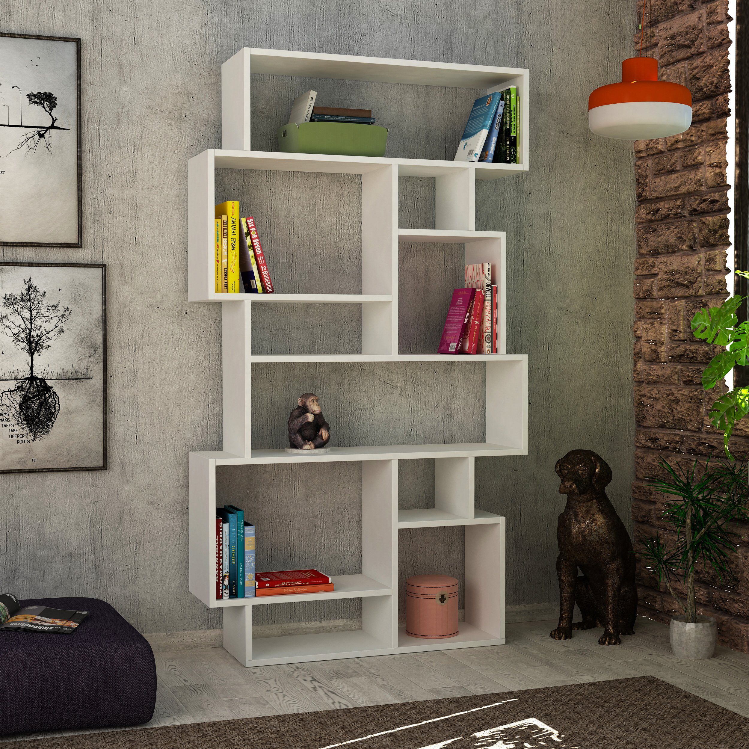 Decortie Bücherregal Karmato, Modernes Bücherregal Display Unit, 96 x 25,5 x 168,5 cm