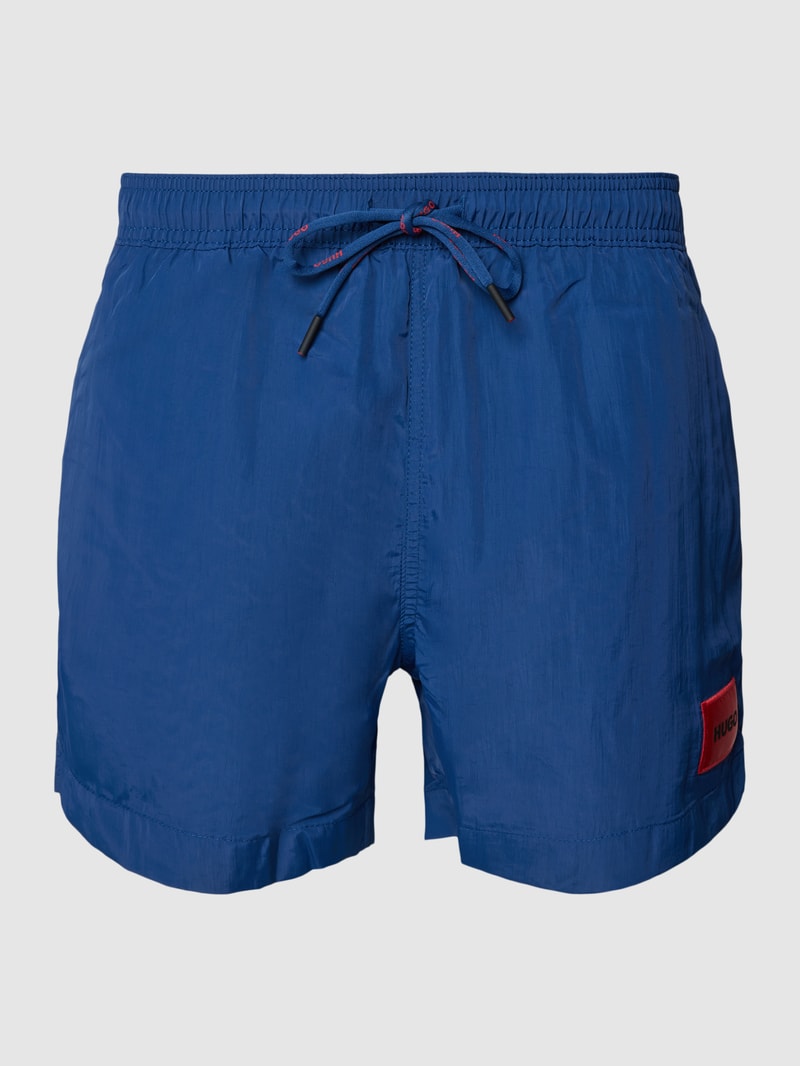 Badehose mit Label-Detail Modell 'Dominica' in marineblau