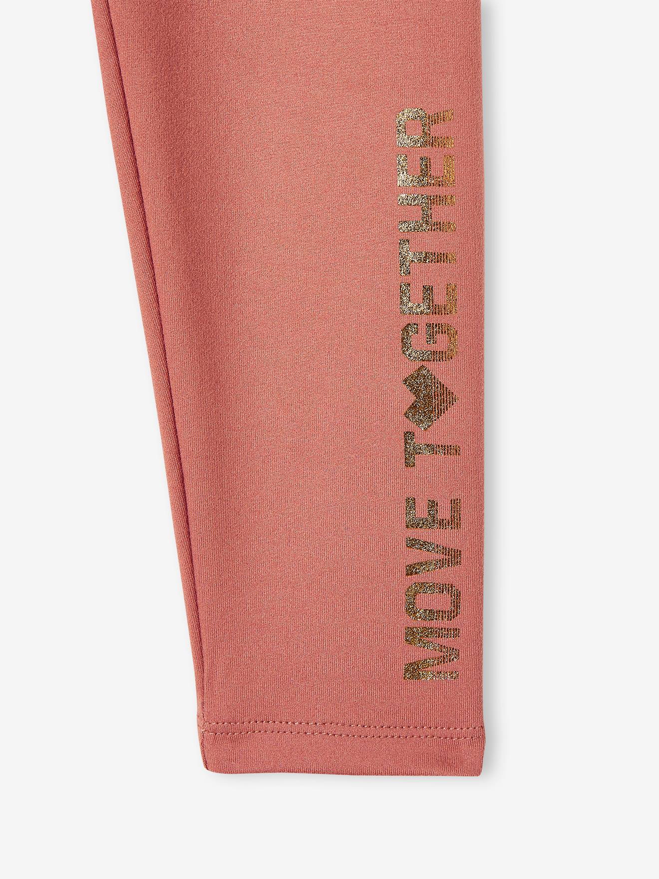 Legging sport Basics fille inscription métallisée terracotta