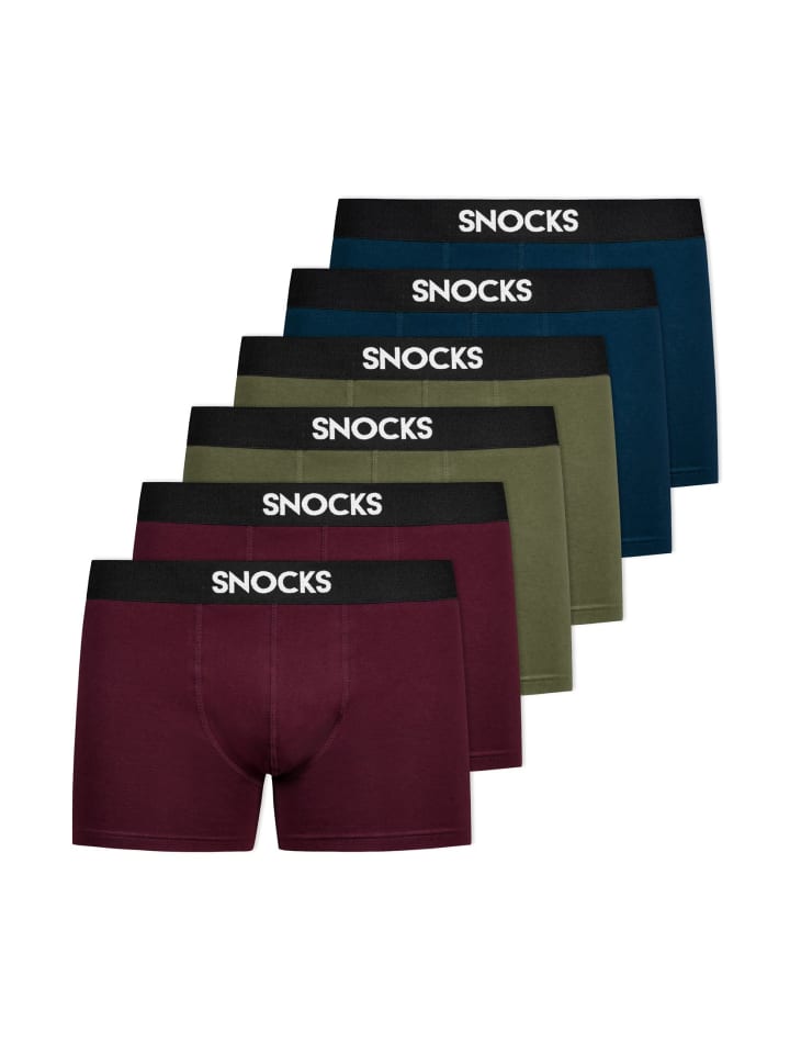 SNOCKS Boxershorts aus Bio-Baumwolle 6 Stück in Mix (Rot/Olive/Blau) günstig kaufen