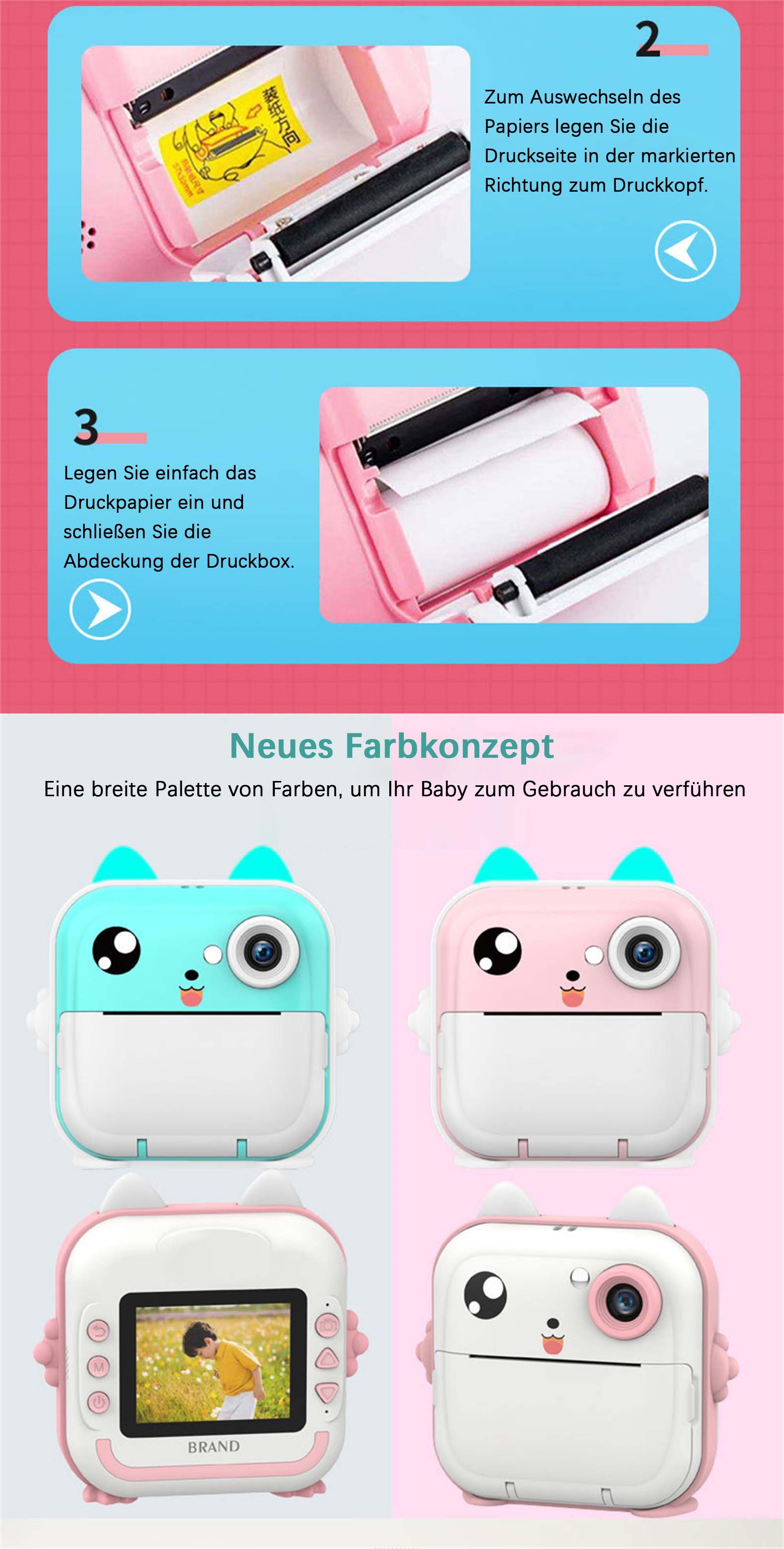 Yoyaxi ZXJ2 Sofortbildkamera (inkl. Alles in einem: Kamera und Drucker,Bis zu 6 Stunden Videomaterial, 2400W HD-Pixel, Drahtlose Übertragung, Speicherkarte einlegbar, Einfache Reichweite)