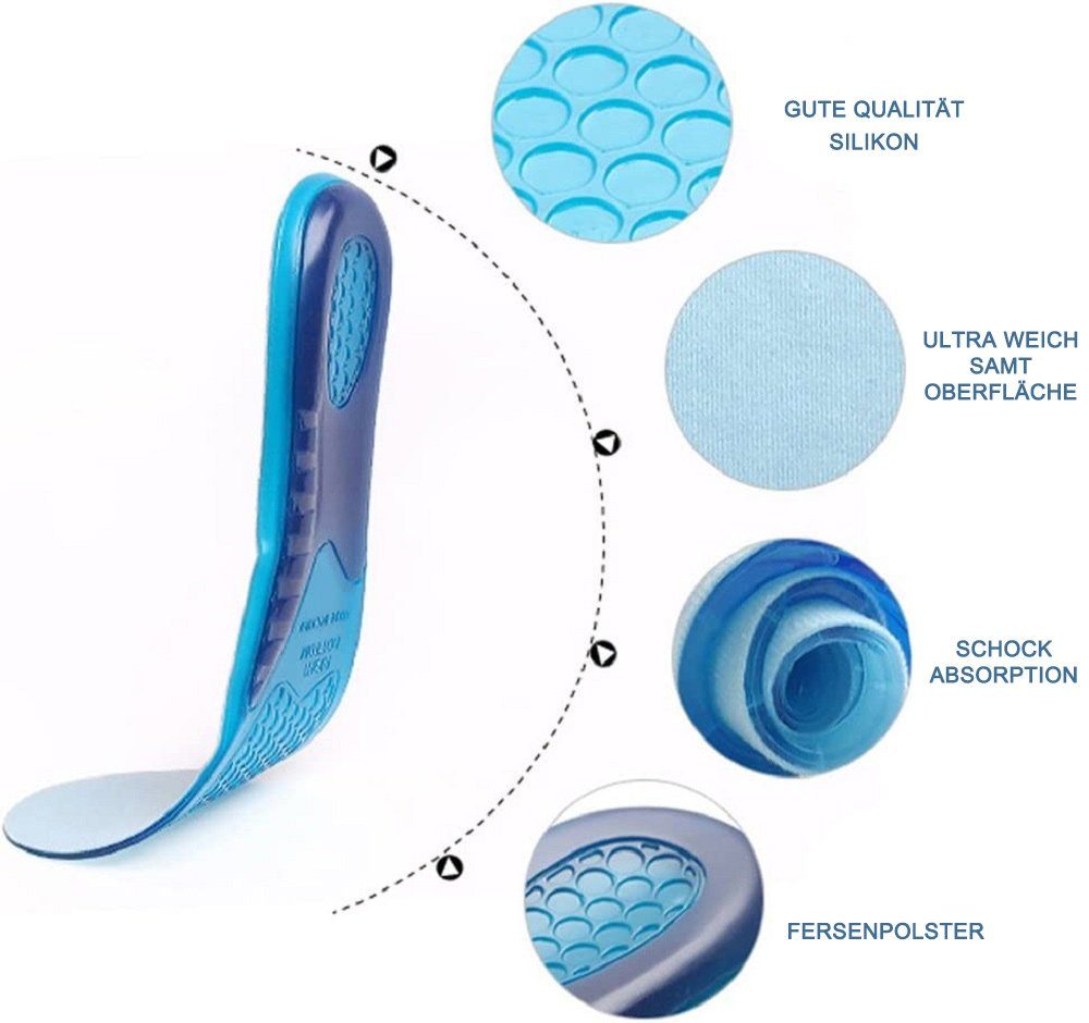 COOL-i ® Einlegesohlen, Gel Sport Fersensporn Orthopädische Schuh Einlage Größe 33 bis 47