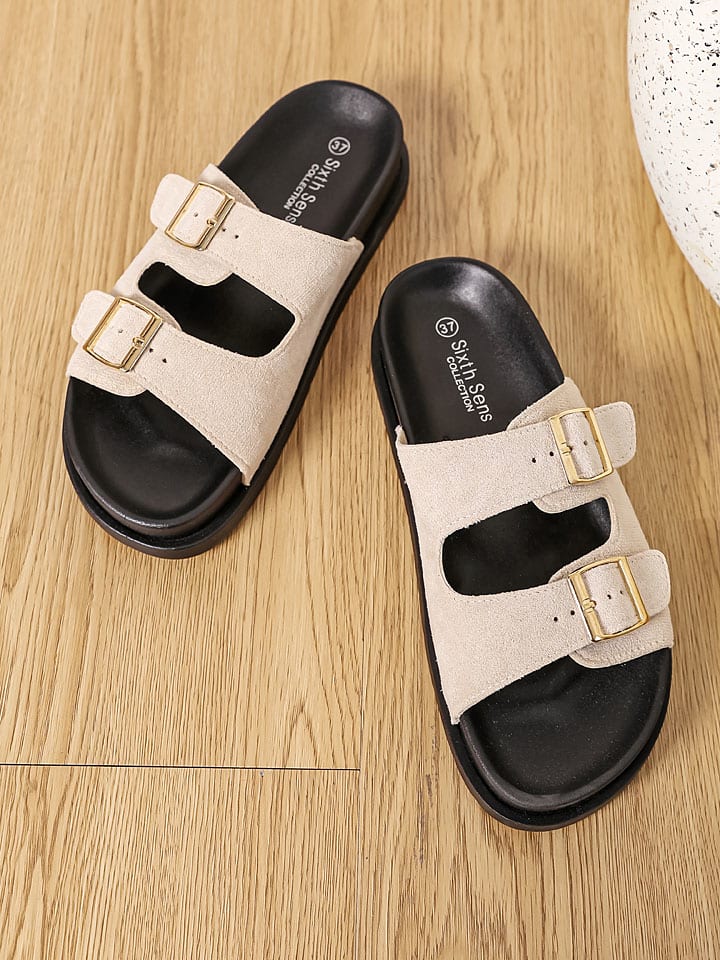 Sixth Sens Pantoletten in Beige günstig kaufen