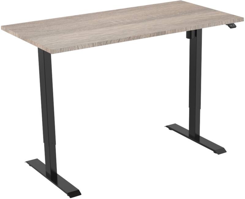 euroseats Robson Rechteckig Elektrisch Höhenverstellbar Sitz-Stehschreibtisch Eiche Holz, Metall Schwarz 1.200 x 800 x 750 - 1.235 mm
