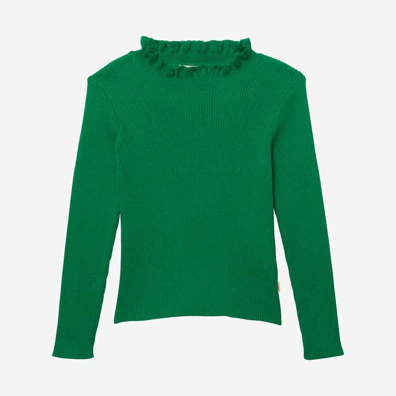 Pull fille tricot côtelé vert Catimini