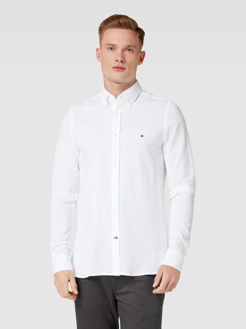 Freizeithemd mit Button-Down-Kragen in weiß