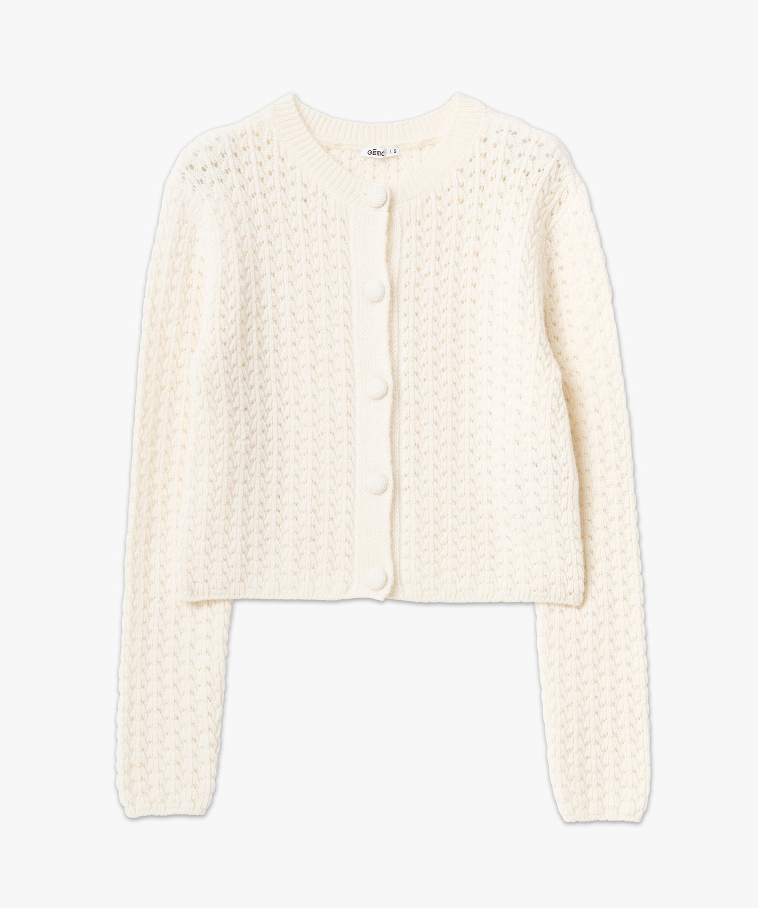 Gilet court en maille ajourée femme ecru | GEMO