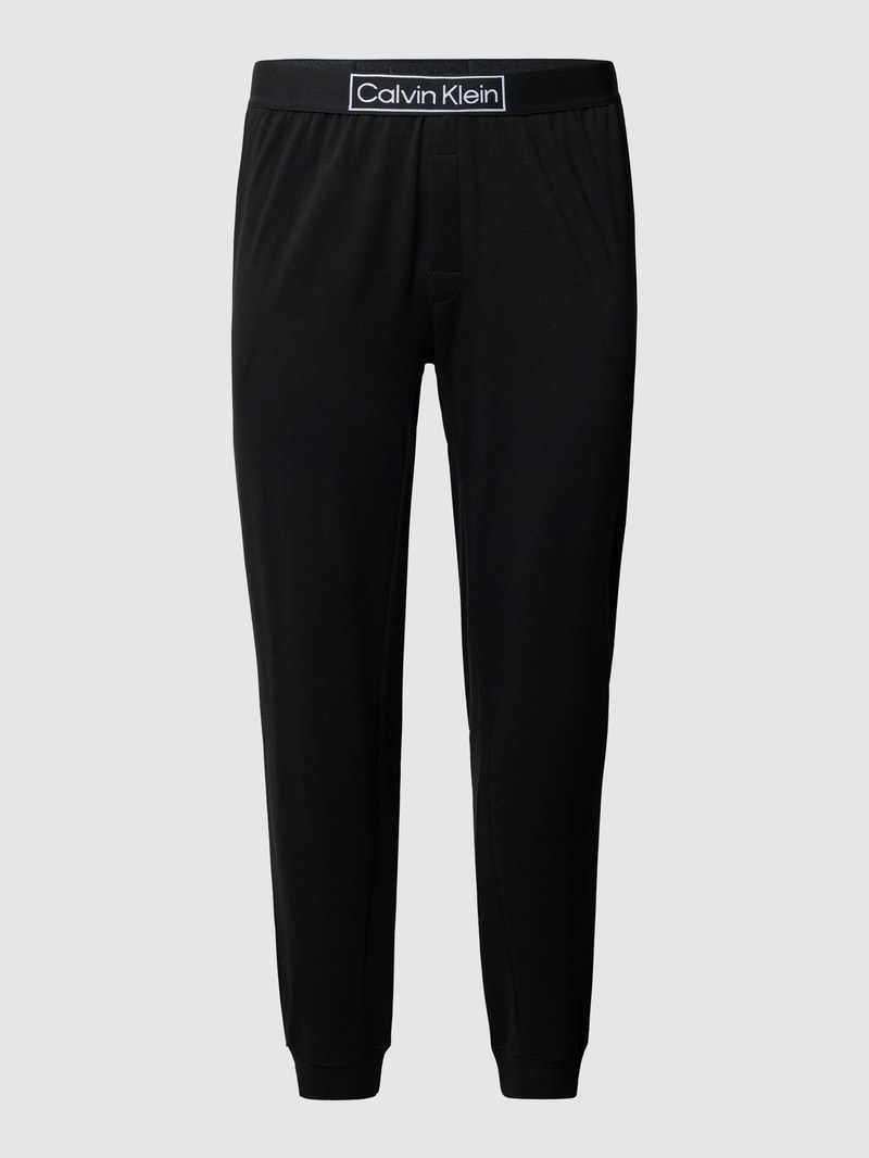 Sweathose mit Label-Print in schwarz