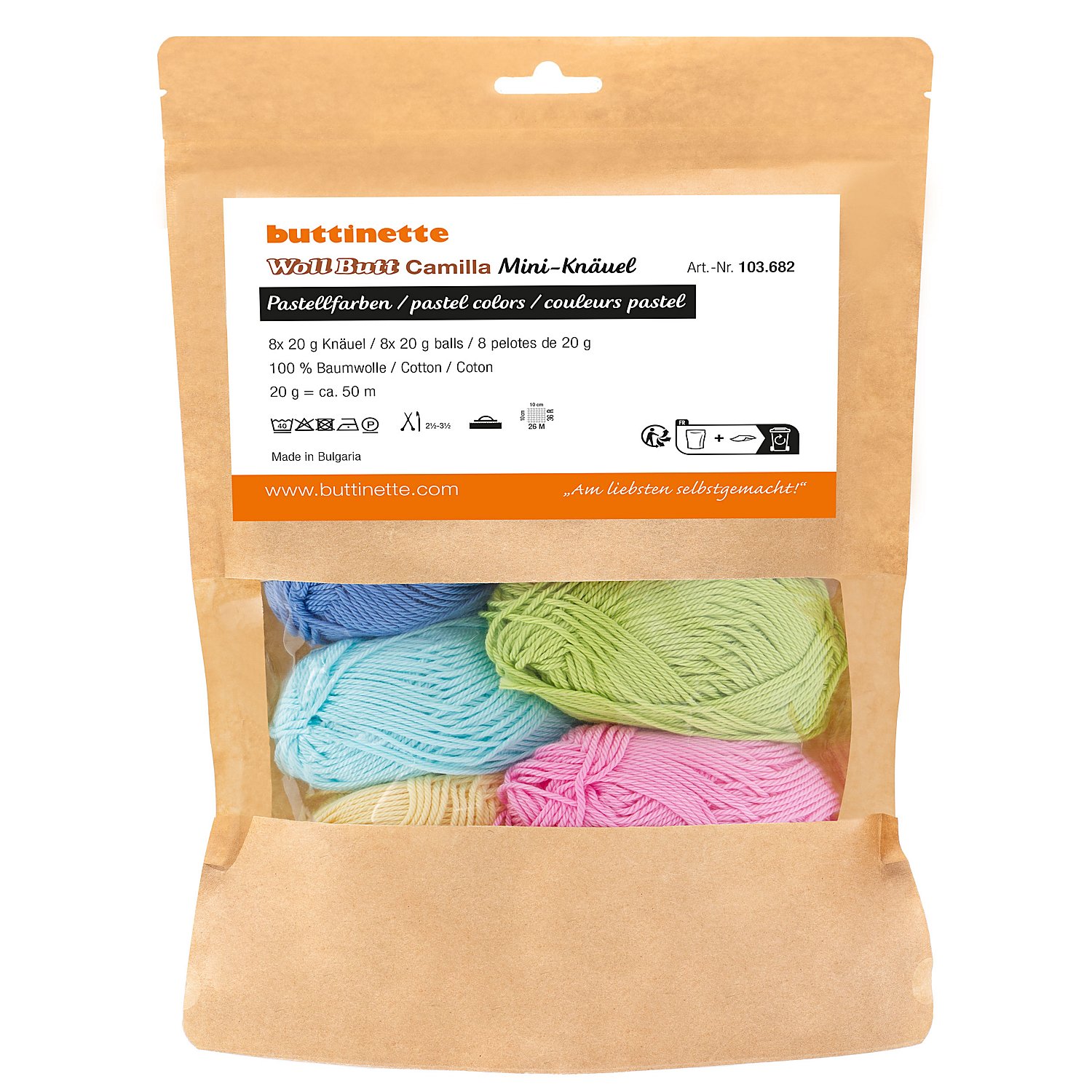 buttinette Woll Butt Camilla Mini-Knäuel, Pastellfarben