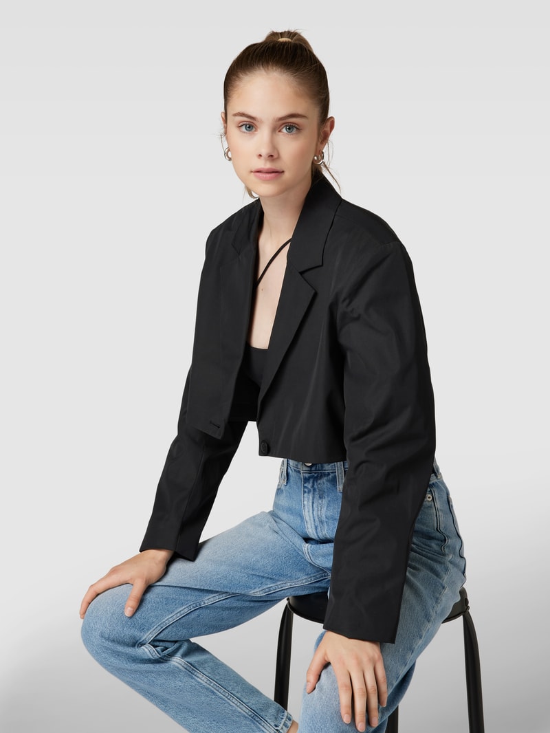 Crop Blazer mit Reverskragen in black
