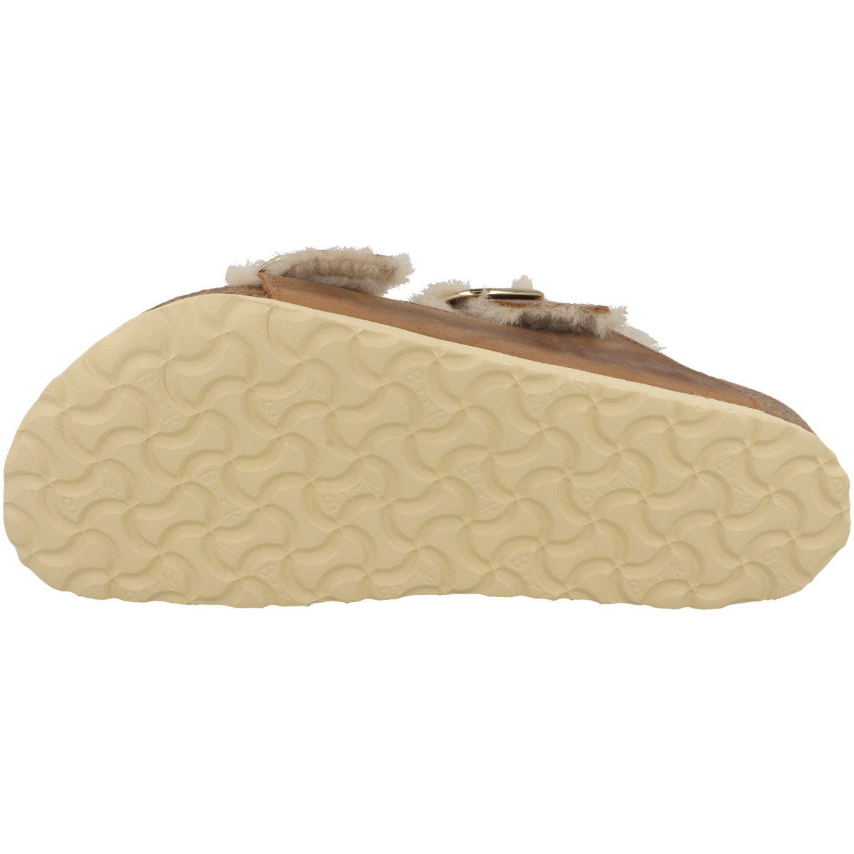 Birkenstock Arizona Big Buckle Lammfell Geöltes Nubukleder schmal Sandale braun