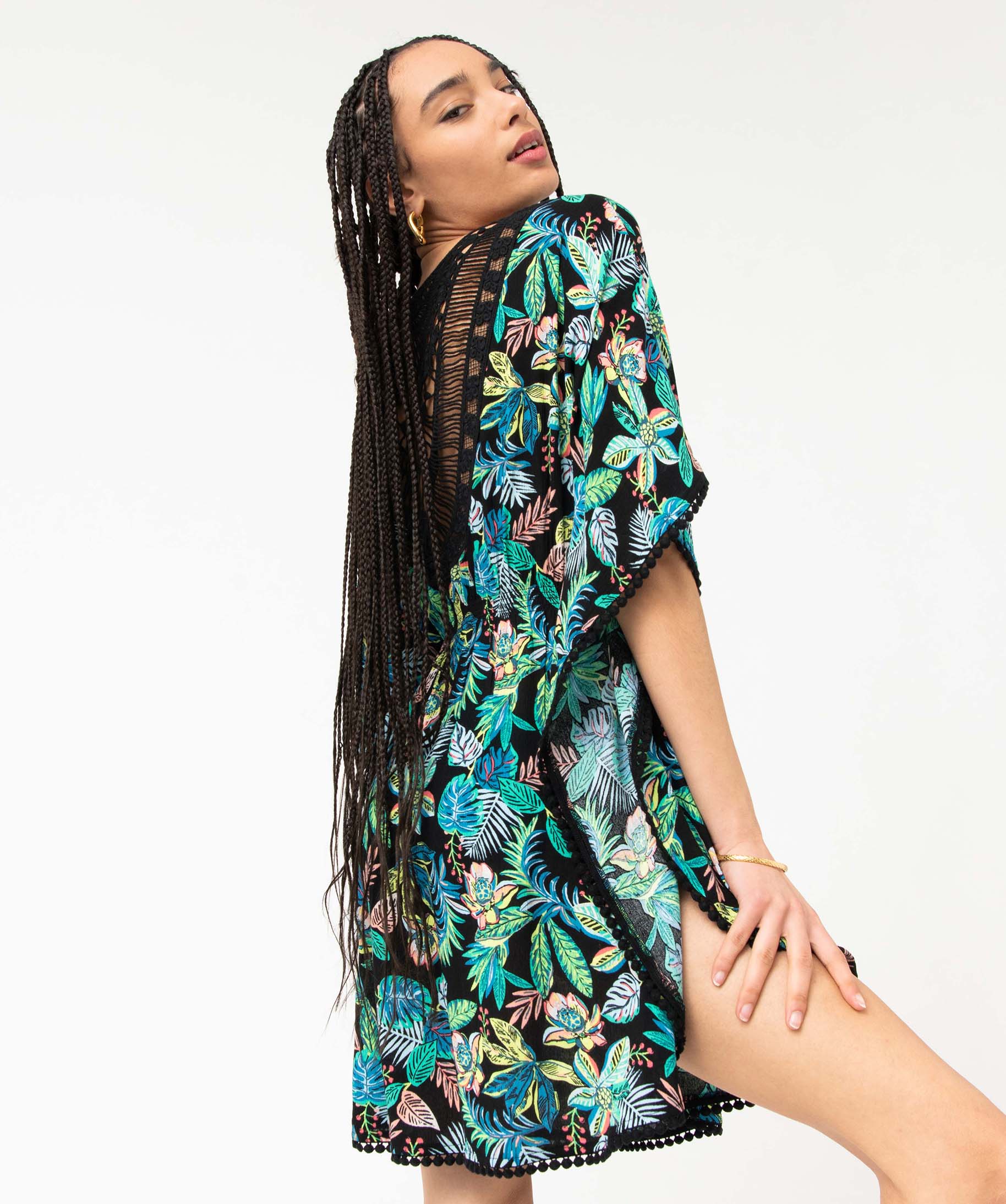 Robe de plage femme avec dos en dentelle imprime | GEMO