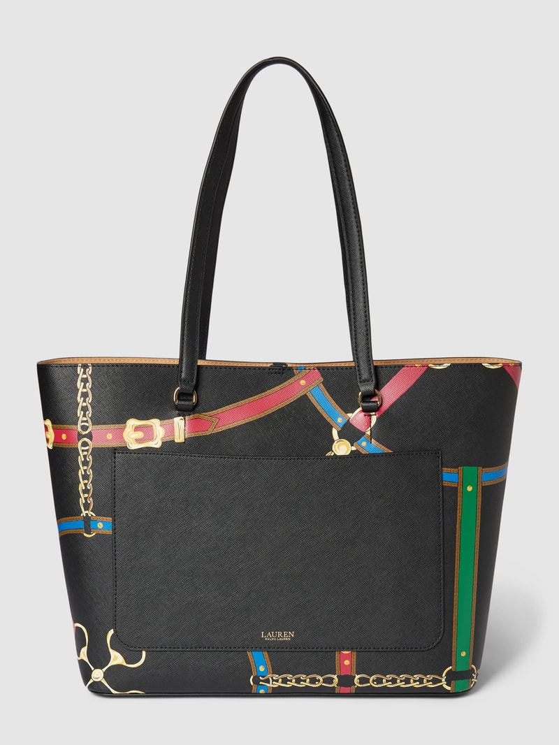 Tote Bag aus echtem Leder Modell 'KARLY' in schwarz