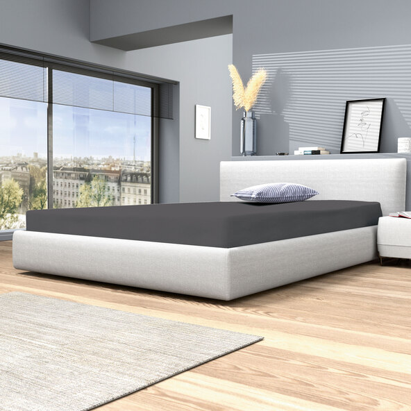 Winterjersey Spannbetttuch, 140-160 x 200 cm, dunkelgrau
