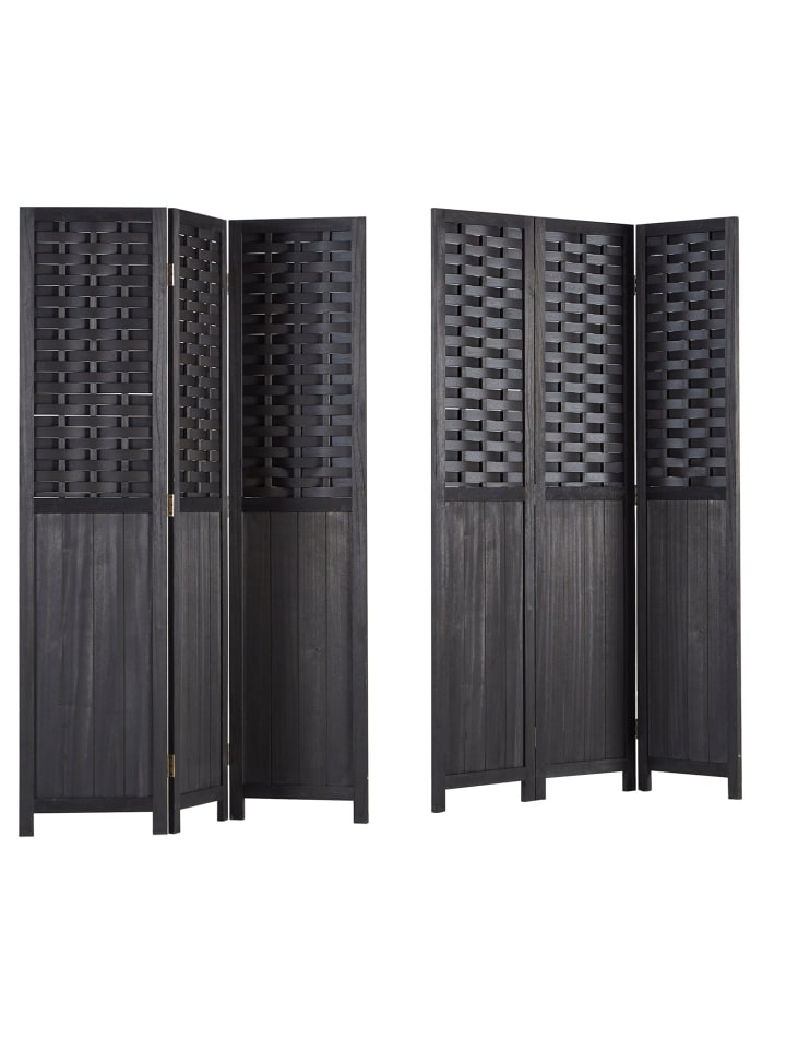 Homestyle4u 3-tlg. Paravent in Schwarz 120x170 günstig kaufen onesize