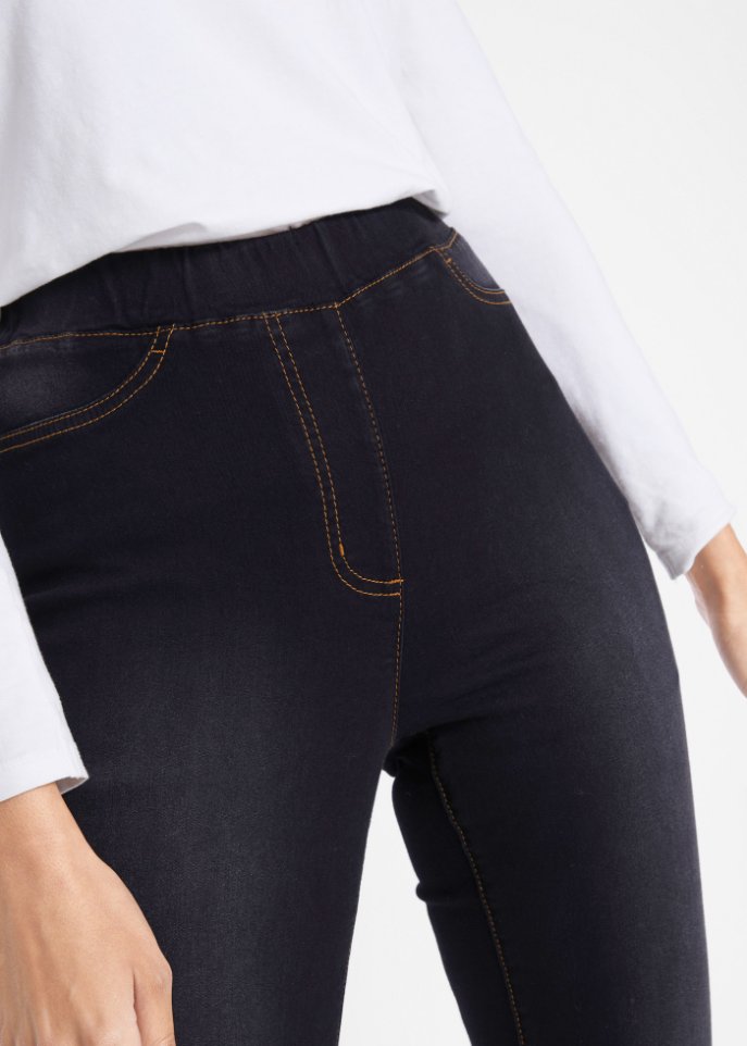 High Waist Jeggings aus leichter, elastischer Thermoqualität mit Bequembund
