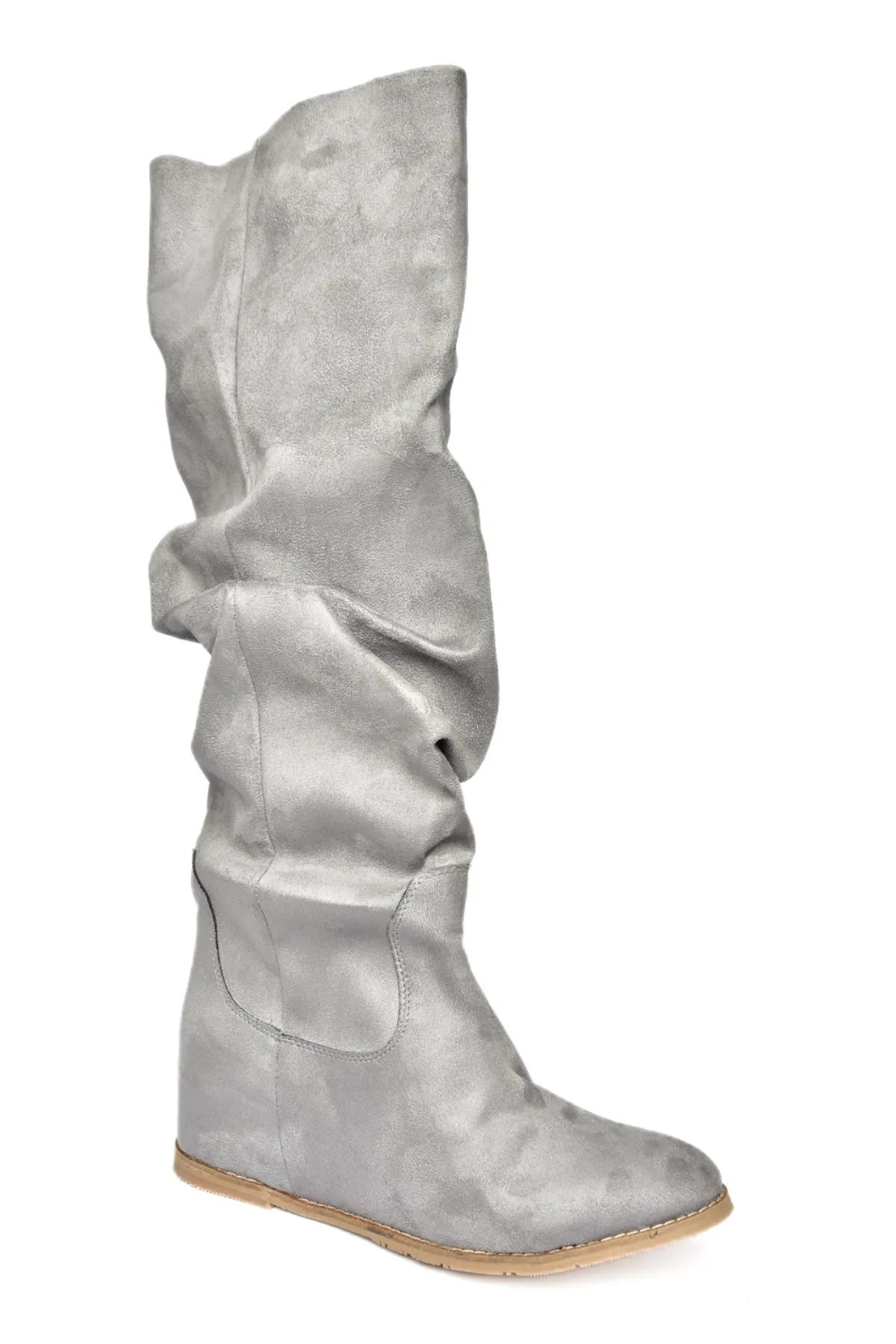 Fox Shoes  Graue Wildleder-Damenstiefel mit verstecktem Keilabsatz E735051702