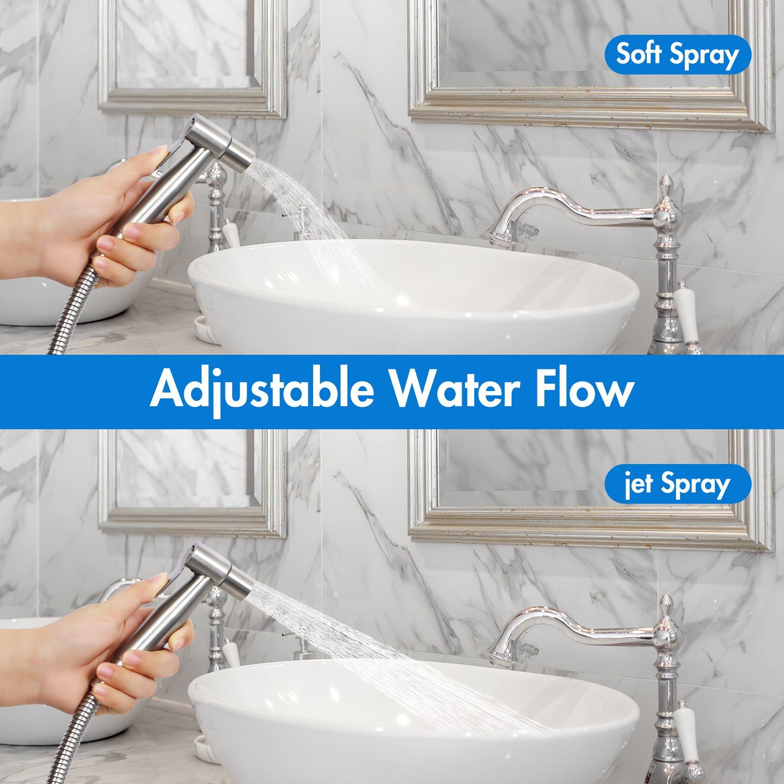 BlingBin Bidetarmatur Bidet Edelstahl Handbrause handgehaltenes Bidet-Toilettensprühgerät (1 Set, 1-St) Bidet Set mit Handbrause