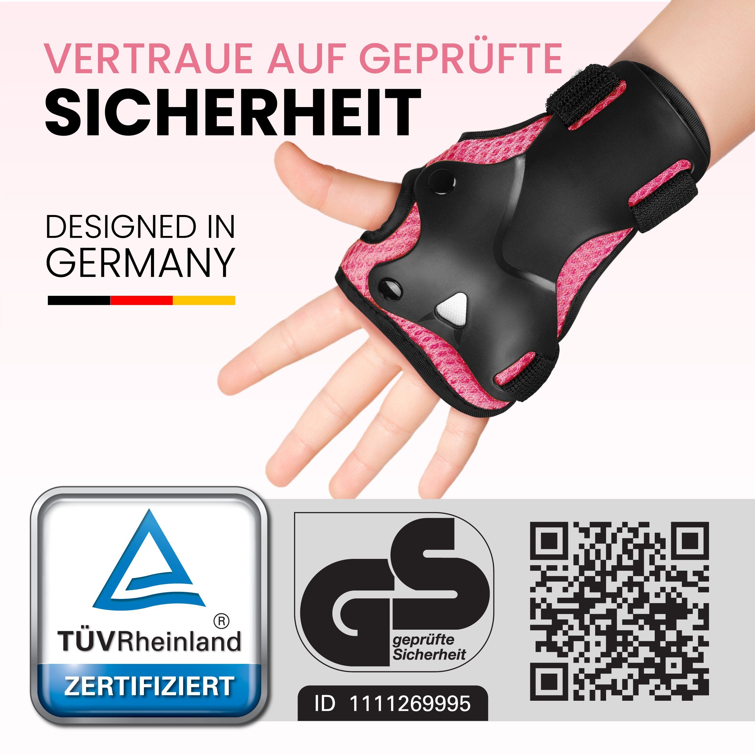 99FLIPS Protektoren-Set Inliner Schoner Kinder Protektoren Schützer Set mit Knieschoner (Skateboard Schutzausrüstung Geschenke für Kinder, 6-tlg., Knieschützer ab 3 Jahre mit Ellenbogenschoner & Handschonern), Skateboard Kinder ab 3 - Schlittschuhe f