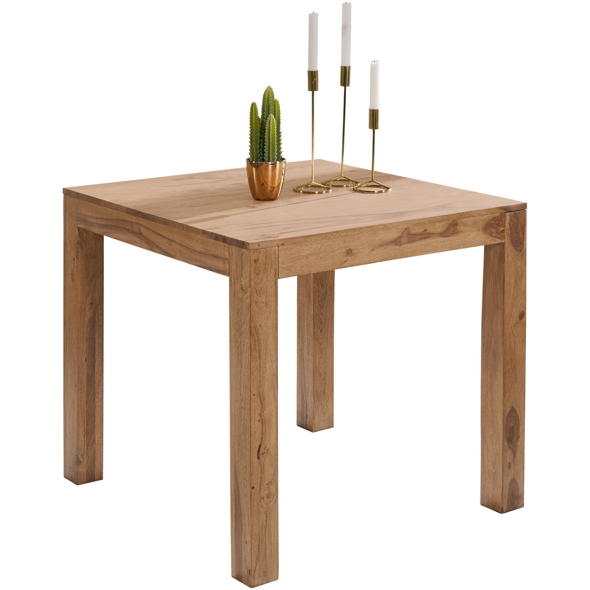 FINEBUY Esstisch FB39799 (Akazie Massivholz 80x80x76 cm Esszimmertisch), Küchentisch Esszimmer Modern, bis zu 4 Personen